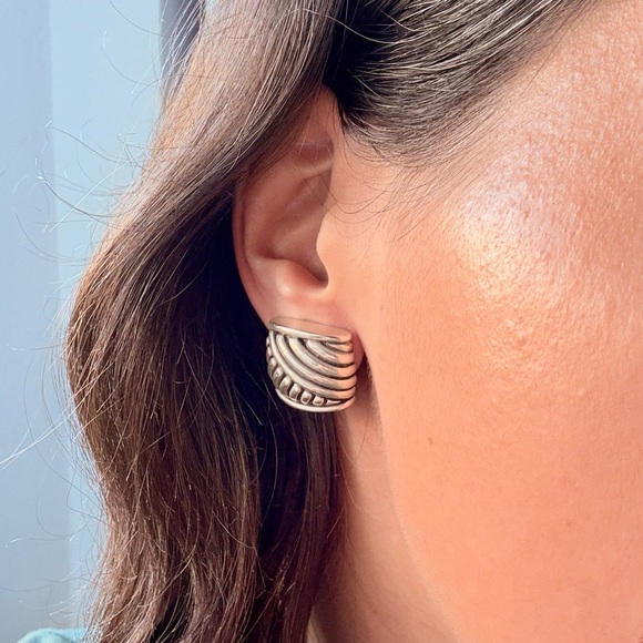 Vintage Barry Kieselstein-Cord Large Clip On Cable Sterling Silver Earri… - Picture 3 of 13